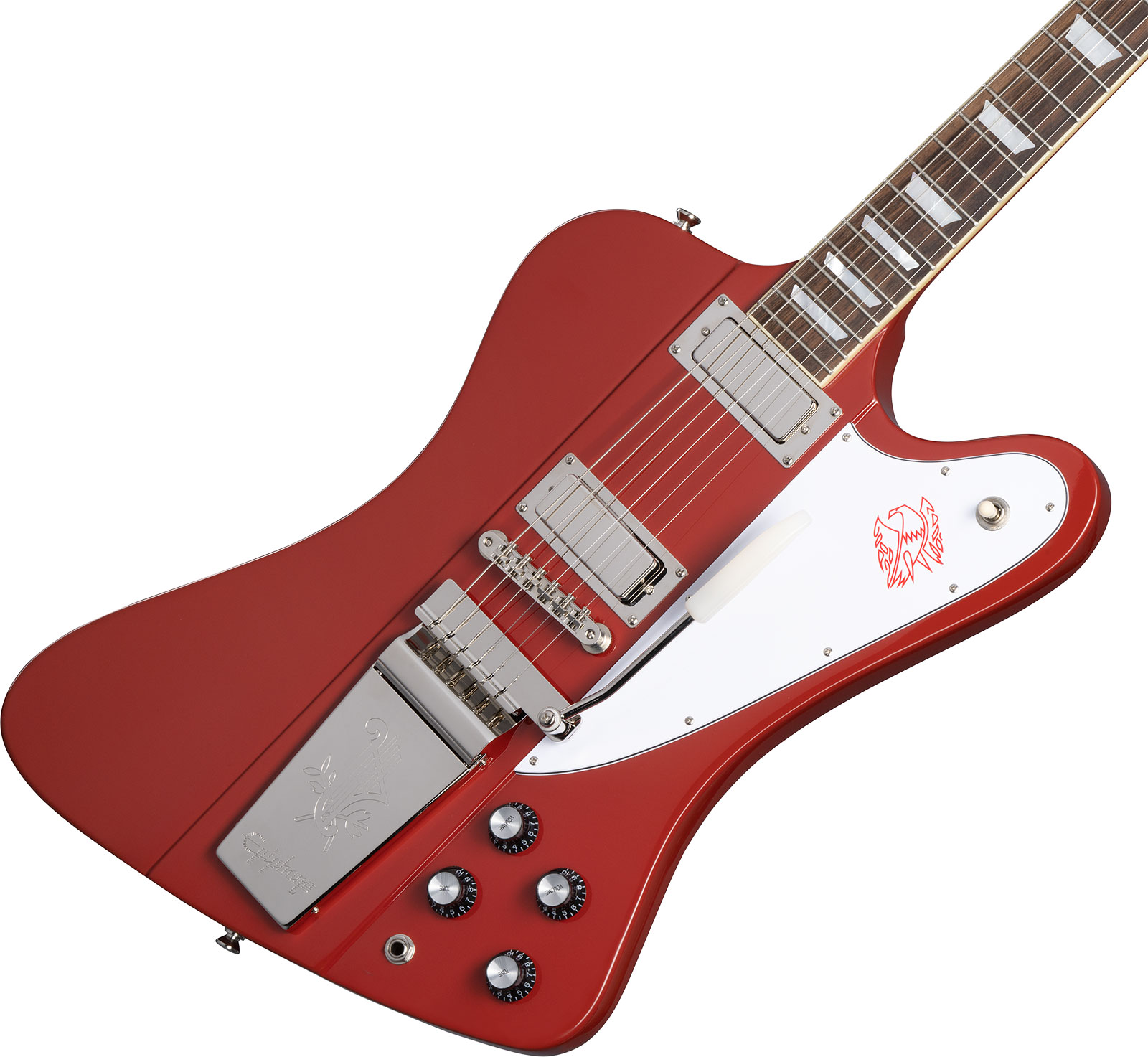 Epiphone Firebird V 1963 Maestro Vibrola Inspired By Gibson Custom 2mh Trem Lau - Ember Red - Retro-rock elektrische gitaar - Variation 3